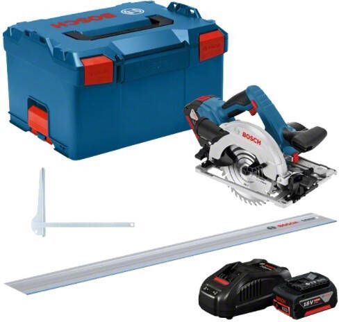 Bosch Blauw GKS 18V-57 G + FSN 1400 Professional | Accu-cirkelzaag | Set | 2 x 5.0 Ah accu + snellader | In L-BOXX 0615990M90