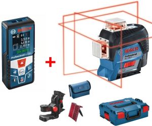 Bosch Blauw GLL 3-80 C Kruislijnlaser + BM1 houder in L-boxx + GLM 50 C Afstandsmeter
