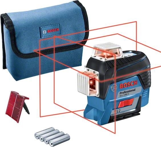 Bosch Blauw GLL 3-80 C Lijnlaser | Inclusief 1x accu GBA 12V 2 0 Ah & GAL 12V-40 CV Snellader 0601063R05