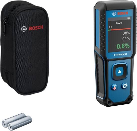 Bosch Blauw GMM 1-15 Materiaalvochtmeter | 2x Batterij 1 5V LR6 (AA) + Opbergetui 0601078200