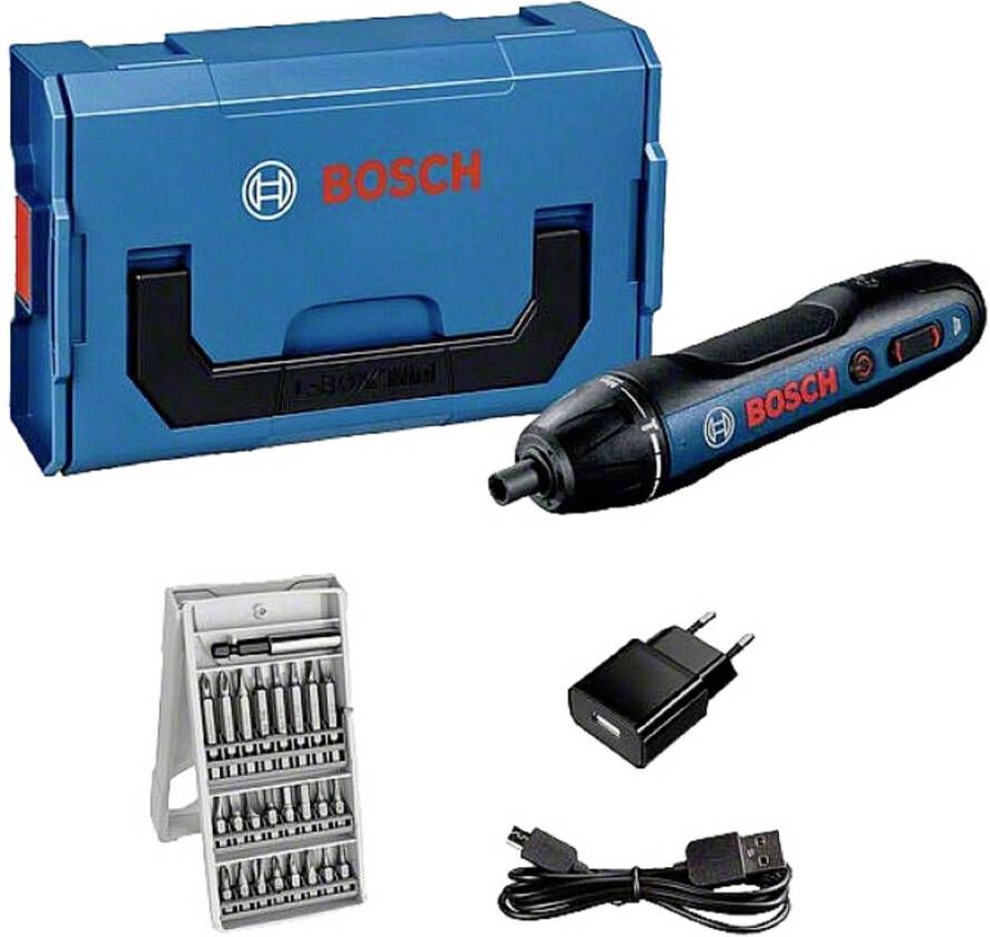 Bosch Blauw GO 2.0 Professional Accuschroevendraaier + 25-dlg accessoireset in L-Boxx mini 06019H2101