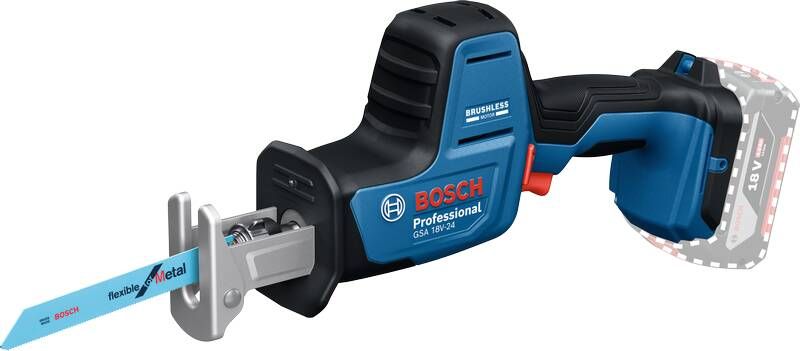 Bosch Blauw GSA 18V-24 Reciprozaag | Solo in L-Boxx | Incl. Zaagblad S922EF S2345X Haak | Zonder Accu en Lader 06016A5101
