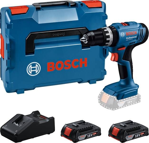 Bosch Blauw GSB 18V-25 Accuklopboorschroevendraaier | Incl. 2x GBA 18V 2 0 Ah en Lader GAL 18V-40 06019K9302