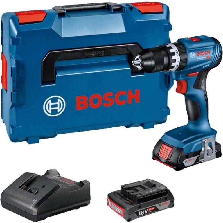 Bosch Blauw GSB 18V-45 Accu Schroef- en klopboormachine | 2 x 2 0 Ah accu + oplader | In L-Boxx