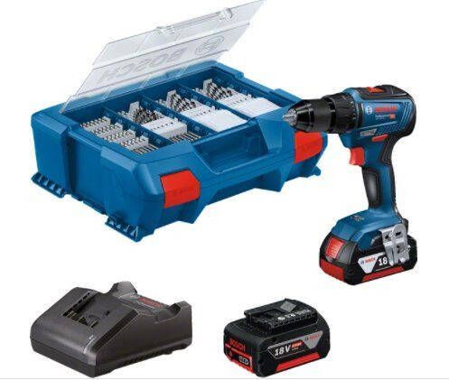 Bosch Blauw GSB 18V-55 | 18V | Li-Ion | accu klopboormachine | set | incl. accessoire | 2x 4 0Ah | L-Case | 55Nm | koolborstelloos 06019H530A