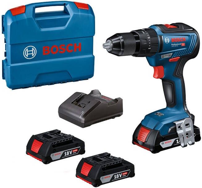 Bosch Blauw GSB 18V-55 Accuschroefboormachine | 2 0 Ah accu met 3e accu | In L-Case 0615990M5V