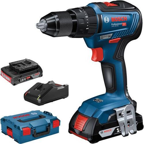 Bosch Blauw GSB 18V-55 Professional Accu schroef-klopboormachine | 2.0Ah Li-Ion in L-boxx 06019H5370