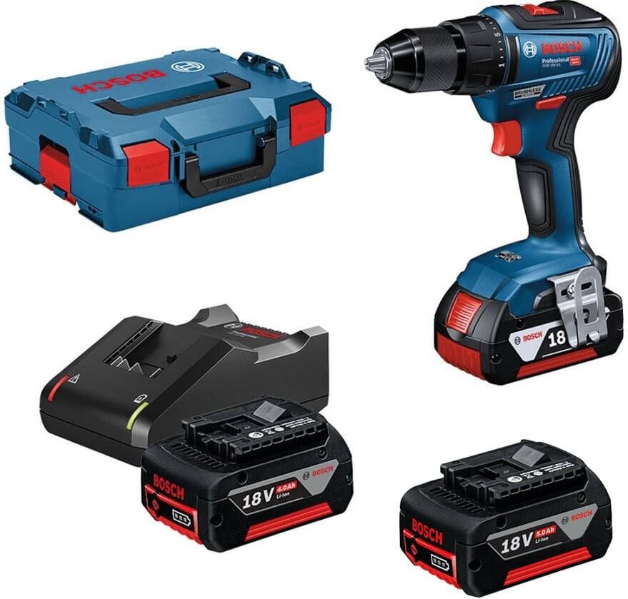 Bosch Blauw GSB 18V-55 Professional Accuklopboor schroefmachine I L-Boxx | 3 accu&apos;s 5.0Ah in L-Boxx 0615990L86