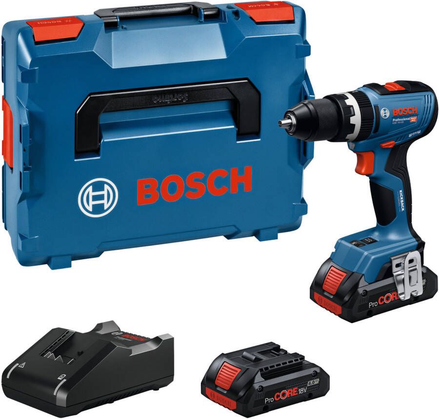 Bosch Blauw GSB 18V-65 Accu klopboorschroevendraaier | Inclusief 2x ProCORE18V 4 0 Ah & GAL 18V-40 Lader 06019N3306