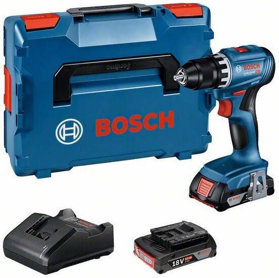 Bosch Blauw GSR 18V-45 Professional | Accuschroefboormachine | 2 x 2 0 Ah accu + oplader | In L-BOXX 136 + inlay 06019K3203