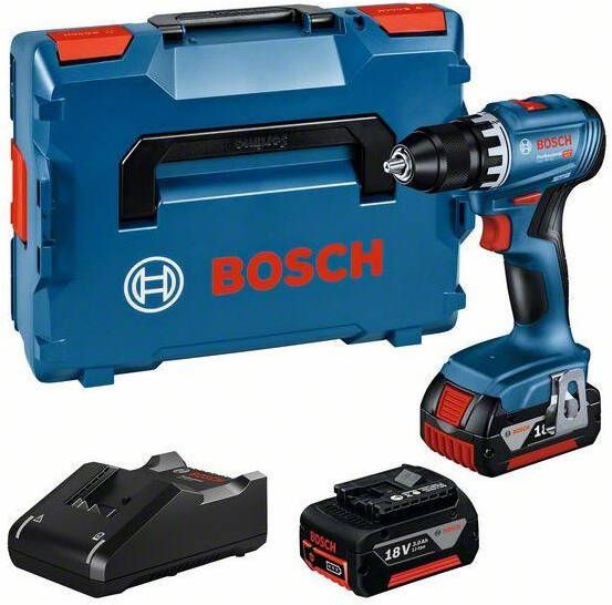 Bosch Blauw GSR 18V-45 Professional | Accuschroefboormachine | 2 x 3 0 Ah accu + snellader | In L-BOXX 136 + inlay 06019K3204