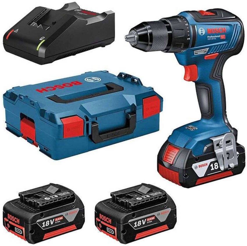 Bosch Blauw GSR 18V-55 Professional | Accuschroefboormachine | 3x 5 0 ah accu | Set | L-Boxx 0615990L8D