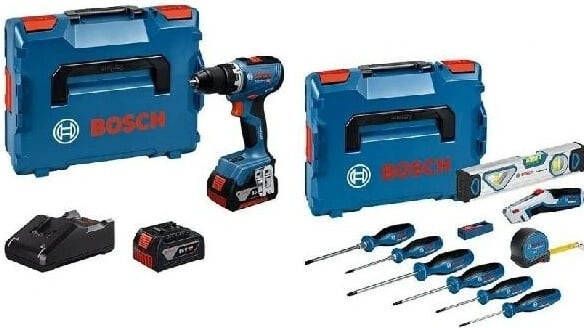 Bosch Blauw GSR 18V-65 Accuschroefboormachine (2x GBA 18V 5 0 Ah lader GAL 18V-40 handgereedschapset 10 stuks) 0615A5007K