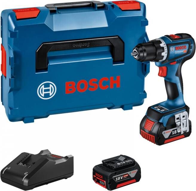 Bosch Blauw GSR 18V-90 C | Accuschroefboormachine in L-Boxx 136 | (2x 4 0 AH accu + lader) 06019K6003