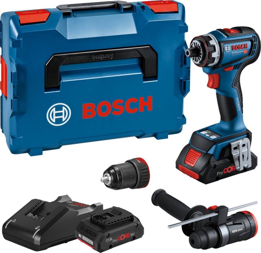 Bosch Blauw GSR 18V-90 FC Accuboormachine | 18V 4.0Ah in L-Boxx + GFA 18-M en GFA 18-H 06019K6205