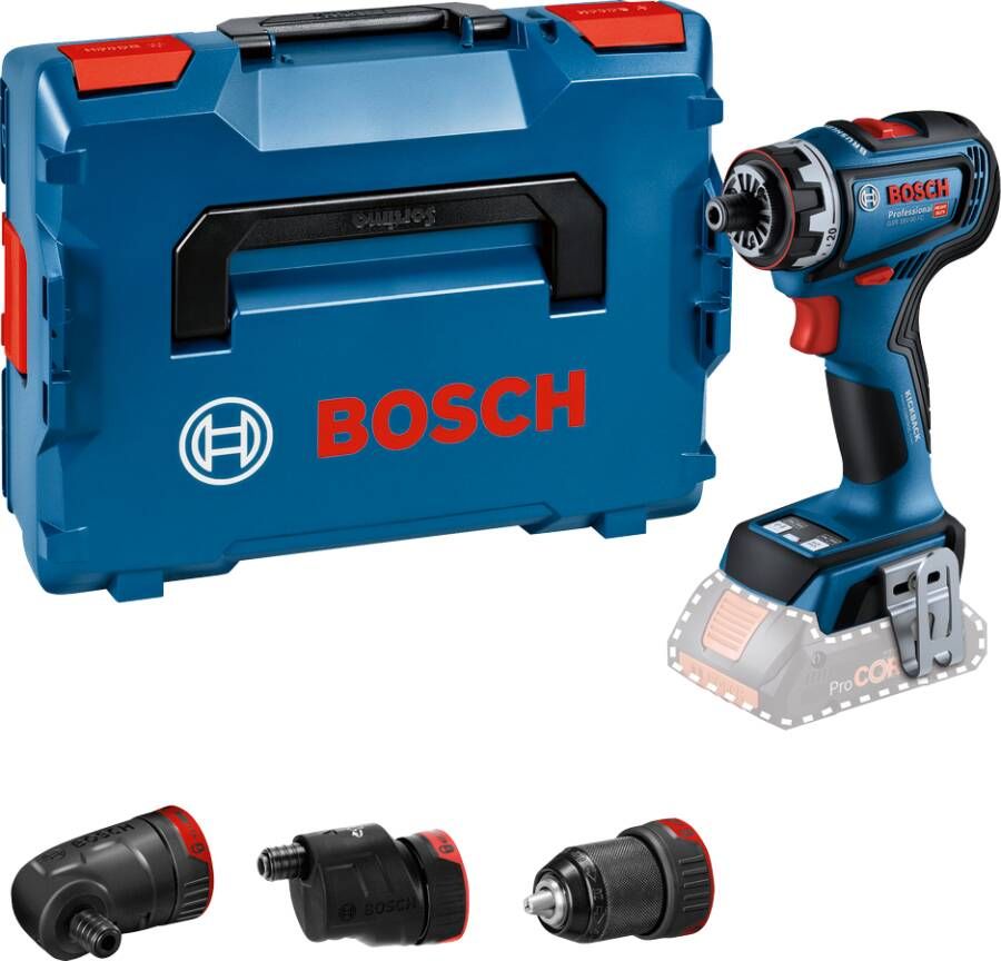 Bosch Blauw GSR 18V-90 FC Accuboormachine 18V | Zonder accu&apos;s en lader L-Boxx + GFA 18-M GFA 18-W en GFA 18-E 06019K6203