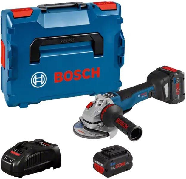 Bosch Blauw GWS 18V-10 PSC Accu Haakse Slijper | 2 x 5.5 Ah accu + Snellader | In L-Boxx 136 06019G3F0E