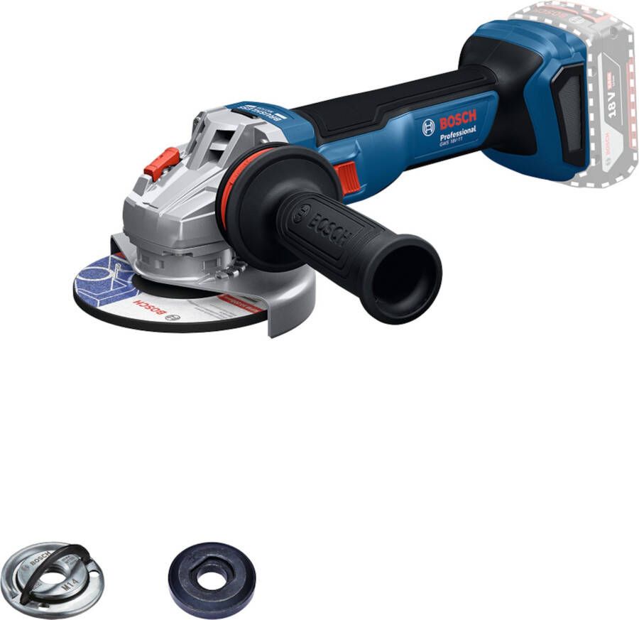 Bosch Blauw GWS 18V-11 Accu Haakse Slijper | Exclusief Accu&apos;s en Lader 06019N4100