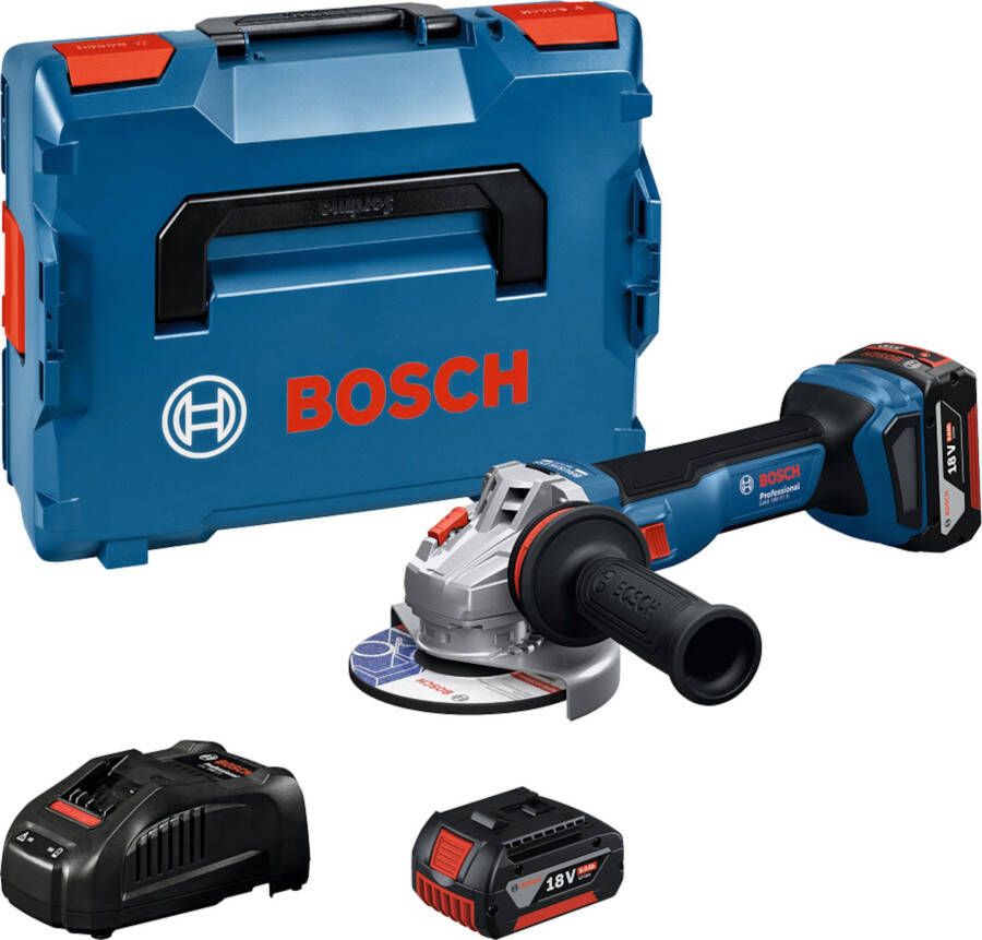 Bosch Blauw GWS 18V-11 S Accu Haakse Slijper | Inclusief 2x GBA 18V 5 0 Ah & GAL 1880 CV Lader 06019N4002