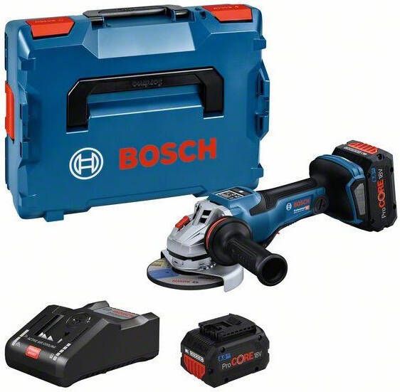 Bosch Blauw GWS 18V-15 PSC Accu Haakse slijper | BITURBO | 125 mm | 2 x 8 0 Ah ProCORE accu + snellader | In L-Boxx 06019H6B01