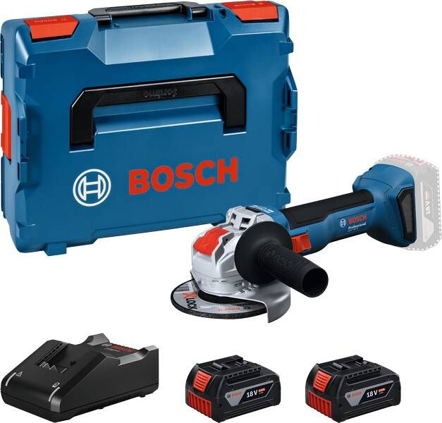 Bosch Blauw GWX 18V-8 Accu Haakse Slijper | Incl. Beschermkap | 2x GBA 18V 4 0 Ah Lader GAL 18V-40 beschermkap 06019N9102