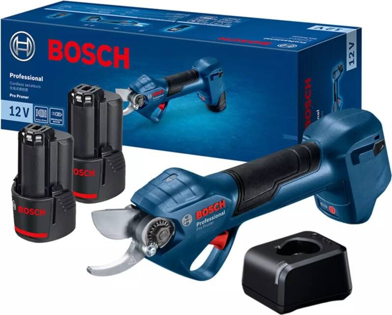 Bosch Blauw Pro Pruner Set accu Snoeischaar met 12v 2x 3.0Ah accu&apos;s 06019K1021