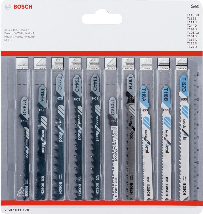 Bosch Accessoires 10-delige decoupeerzaagbladenset Wood and Metal 2607011170