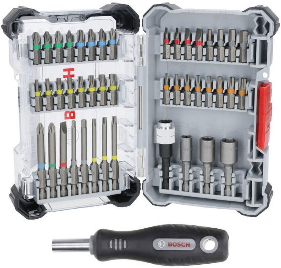 Bosch Accessoires 44+1 delige schroefbitset en doppen in cassette 2607017732