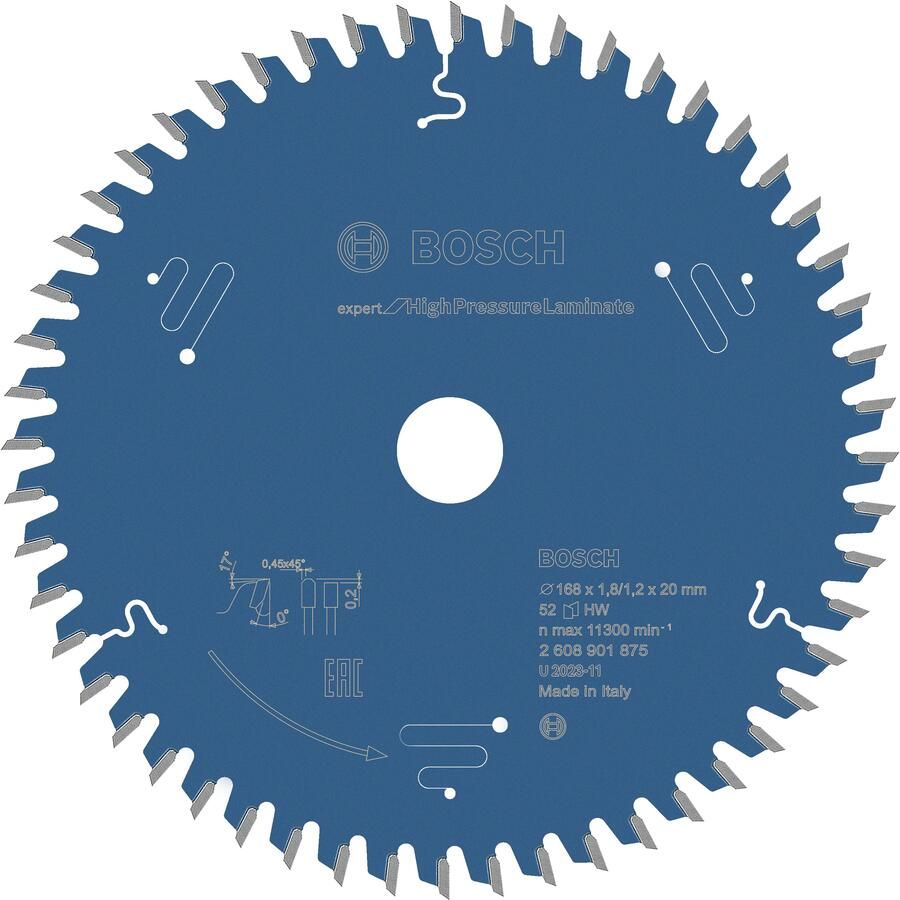 Bosch Accessoires Cirkelzaagblad Expert for High Pressure Laminate 168x20x1 8 1 2 mm T52 2608901875