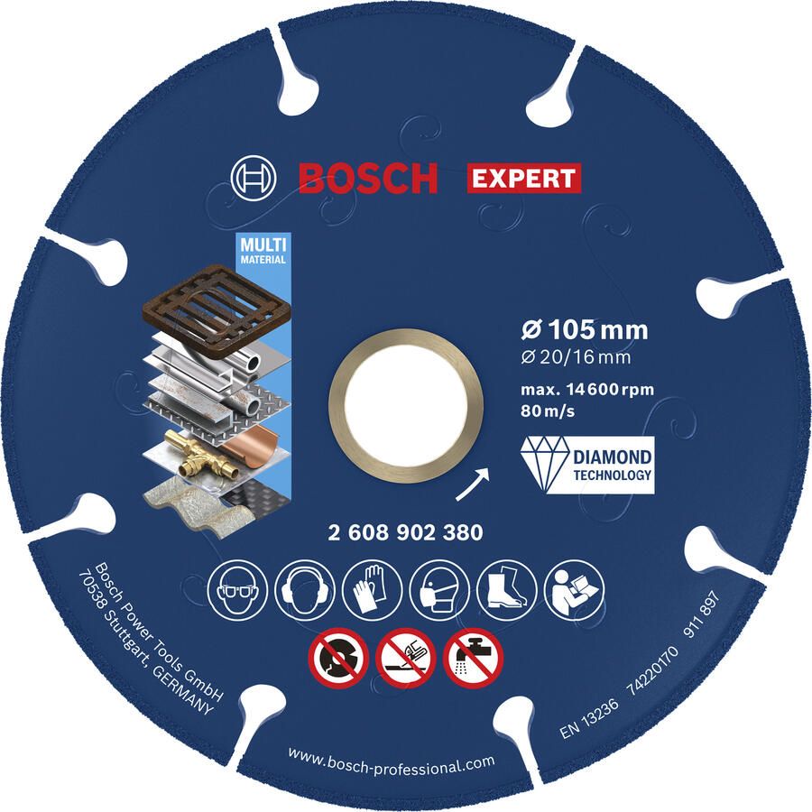 Bosch accessoires EXPERT Diamond Metal Wheel Diamantschijf voor metaal | 105 x 20 16mm 2608902380