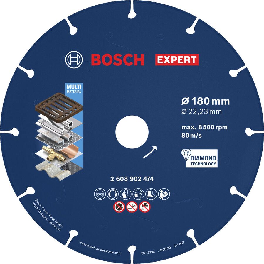 Bosch accessoires EXPERT Diamond Metal Wheel Diamantschijf voor metaal | 180 x 22 23mm 2608902474