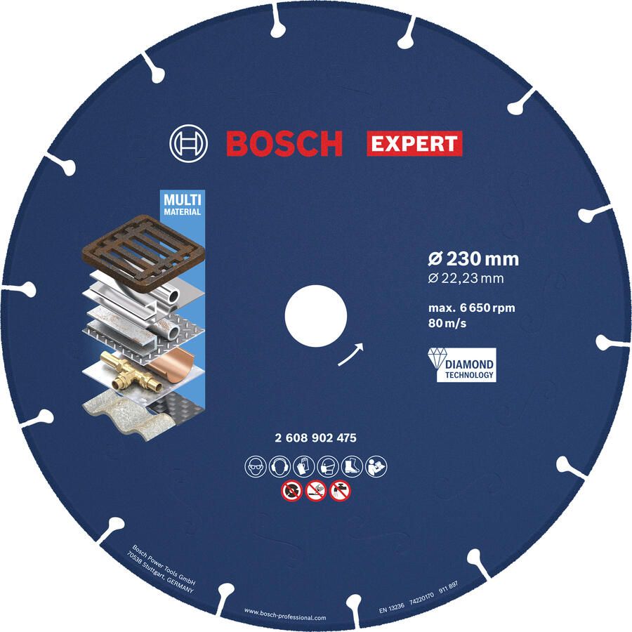 Bosch accessoires EXPERT Diamond Metal Wheel Diamantschijf voor metaal | 230 x 22 23mm 2608902475
