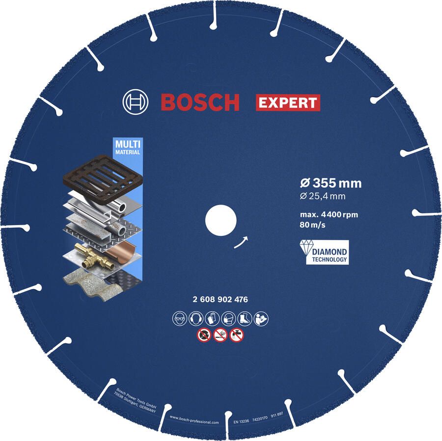 Bosch accessoires EXPERT Diamond Metal Wheel Diamantschijf voor metaal | 255 x 25 4mm 2608902476