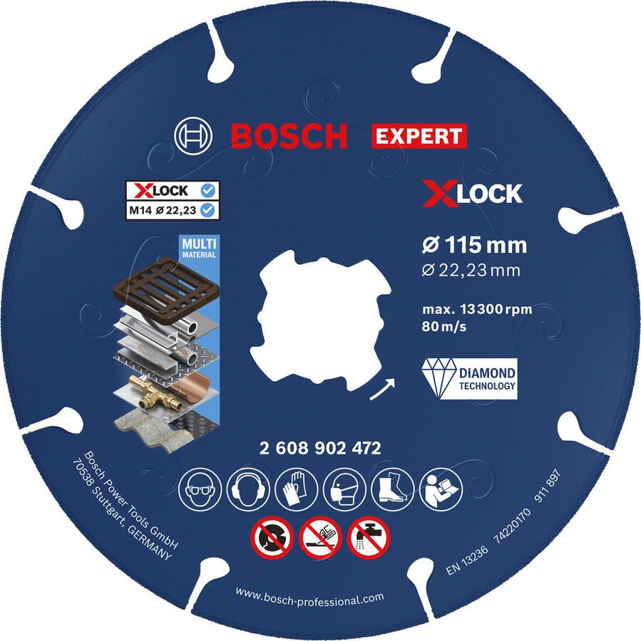 Bosch accessoires EXPERT Diamond Metal Wheel Diamantschijf voor metaal | X-LOCK 115 x 22 23mm 2608902472