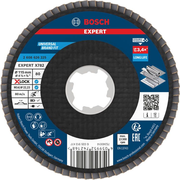 Bosch accessoires EXPERT X782 Ceramic Lamellenschijf | Ø115 recht G80 Fiber X-LOCK 2608626225