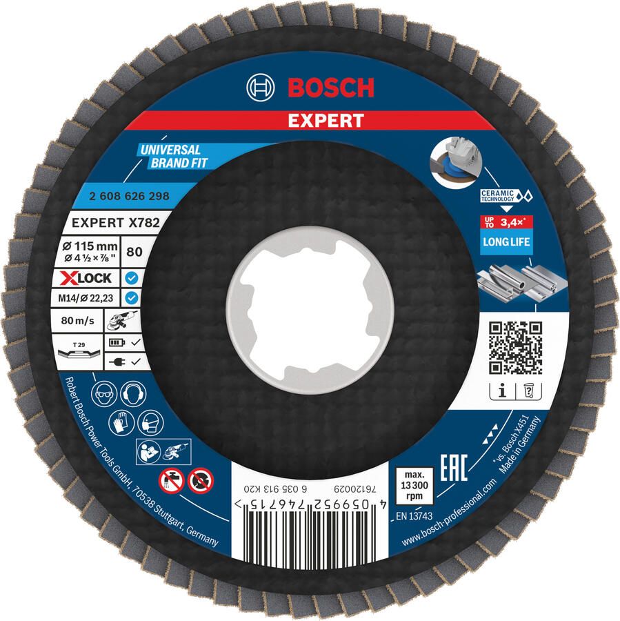 Bosch accessoires EXPERT X782 Ceramic Lamellenschijf | Ø115 schuin G80 af te korten X-LOCK 2608626298