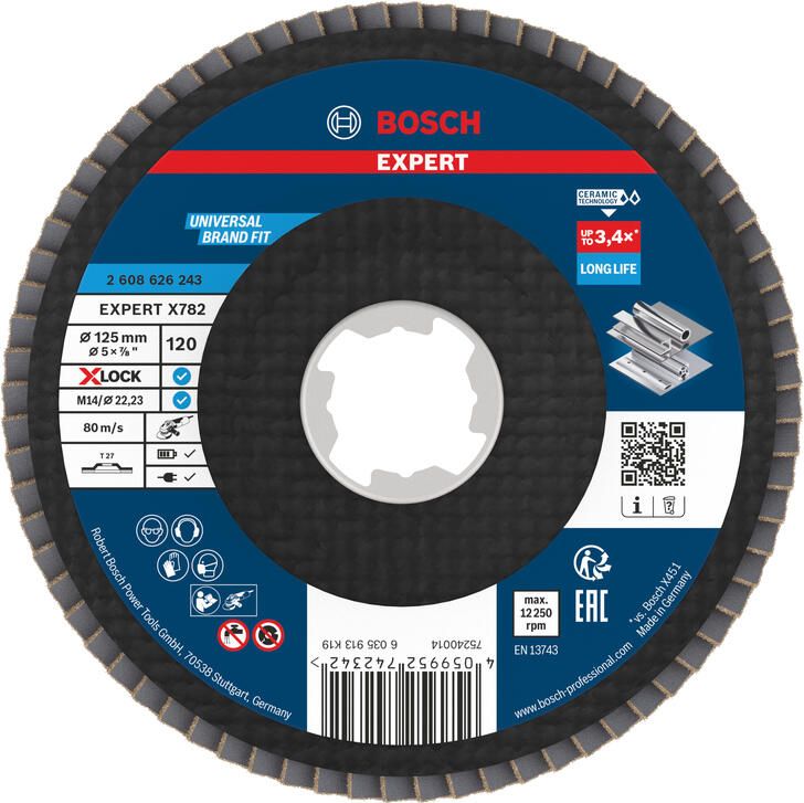 Bosch accessoires EXPERT X782 Ceramic Lamellenschijf | Ø125 recht G120 Fiber X-LOCK 2608626243