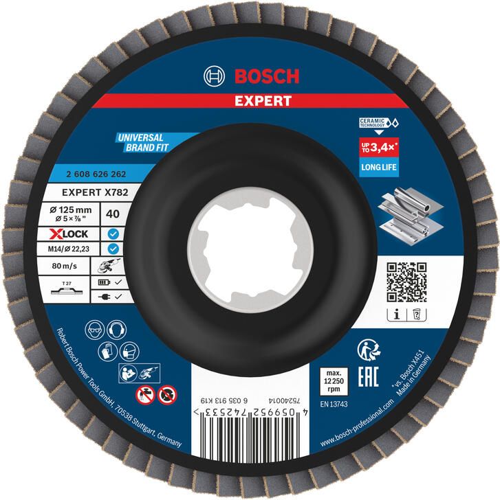 Bosch accessoires EXPERT X782 Ceramic Lamellenschijf | Ø125 recht G40 kunststof X-LOCK 2608626262