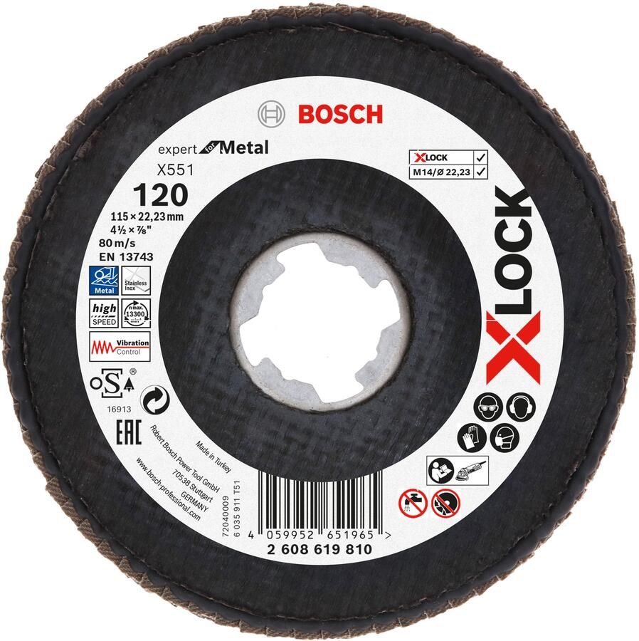 Bosch Accessoires Lamellenschijf X551 115mm G120 Fiber schuin X-LOCK 2608619810