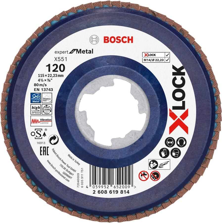 Bosch Accessoires Lamellenschijf X551 115mm G120 kunststof recht X-LOCK 2608619814