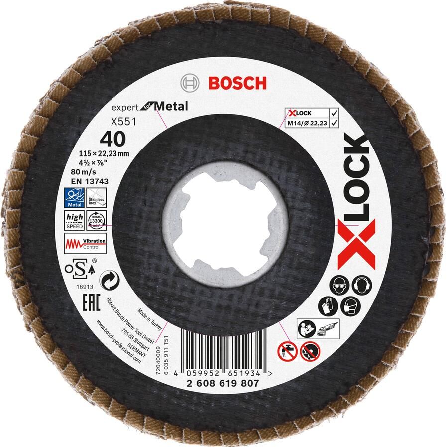 Bosch Accessoires Lamellenschijf X551 115mm G40 Fiber schuin X-LOCK 2608619807
