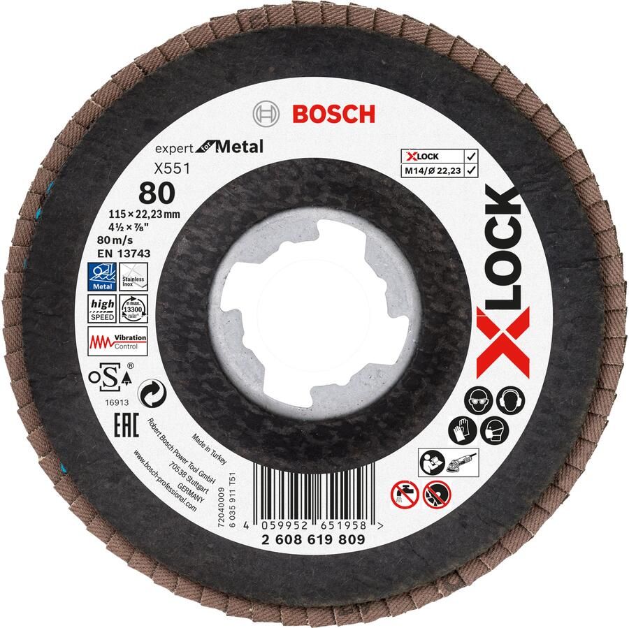 Bosch Accessoires Lamellenschijf X551 115mm G80 Fiber schuin X-LOCK 2608619809