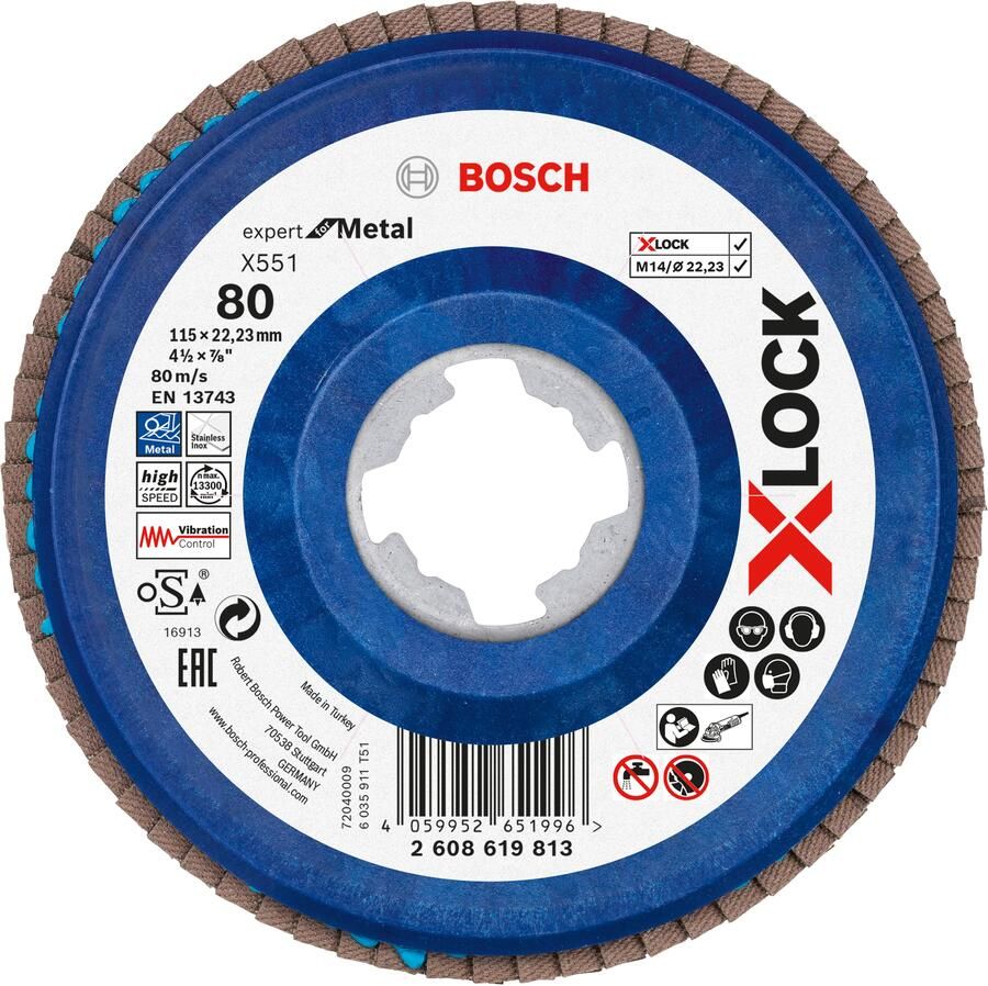 Bosch Accessoires Lamellenschijf X551 115mm G80 kunststof recht X-LOCK 2608619813