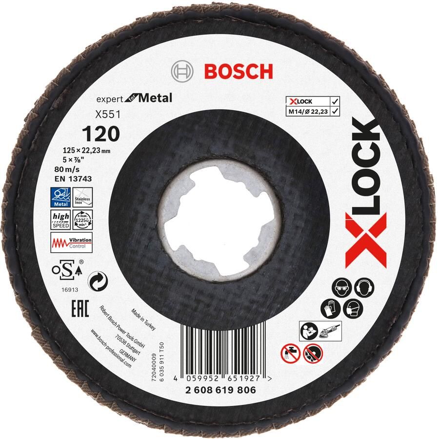 Bosch Accessoires Lamellenschijf X551 125mm G120 Fiber schuin X-LOCK 2608619806