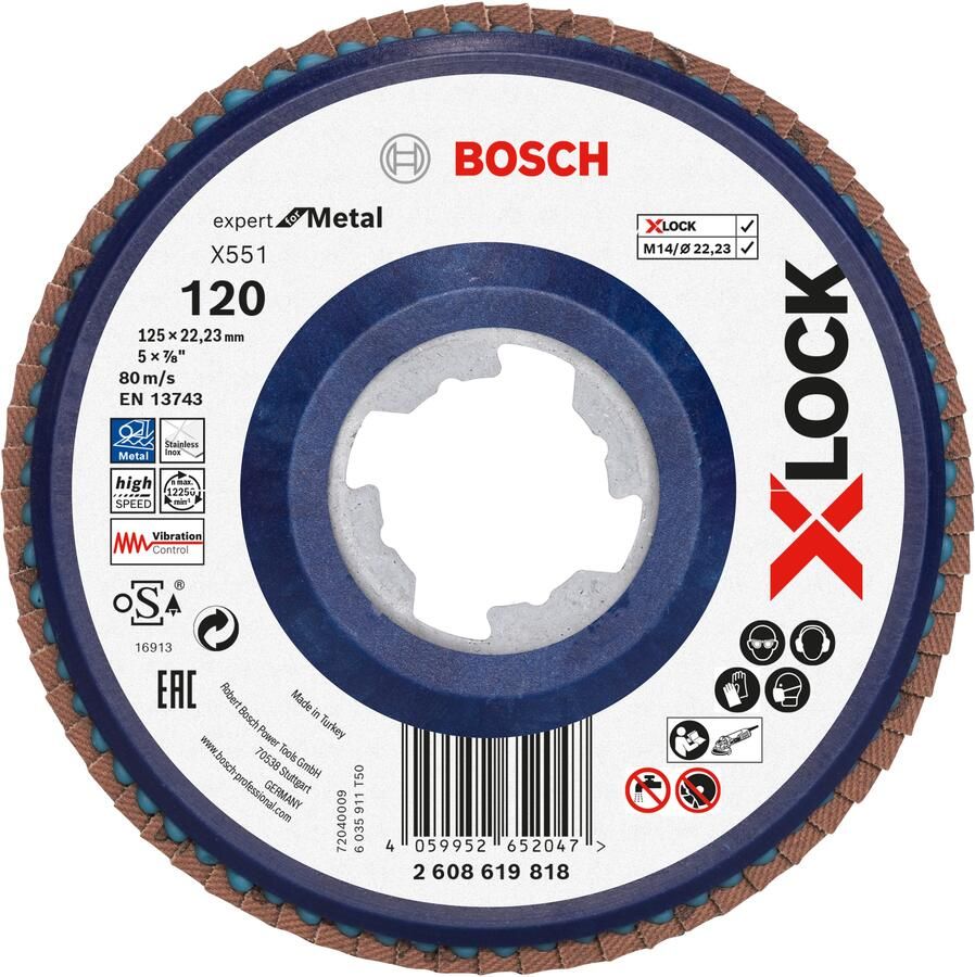 Bosch Accessoires Lamellenschijf X551 125mm G120 kunststof recht X-LOCK 2608619818