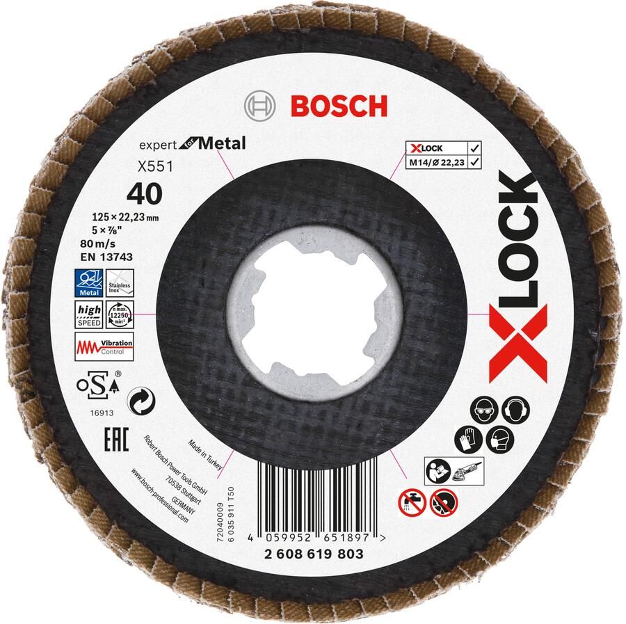 Bosch Accessoires Lamellenschijf X551 125mm G40 Fiber schuin X-LOCK 2608619803