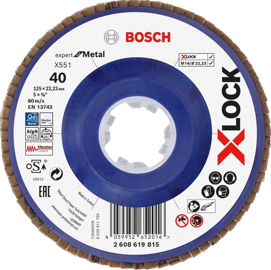Bosch Accessoires Lamellenschijf X551 125mm G40 kunststof recht X-LOCK 2608619815