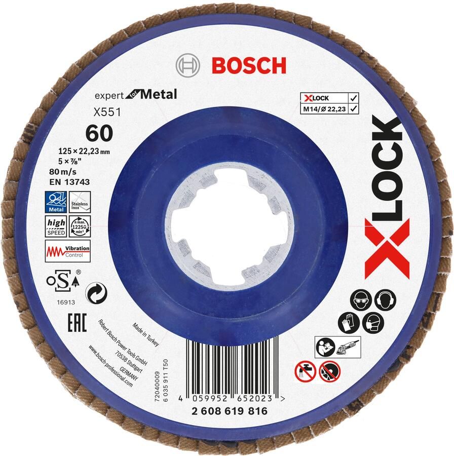 Bosch Accessoires Lamellenschijf X551 125mm G60 kunststof recht X-LOCK 2608619816