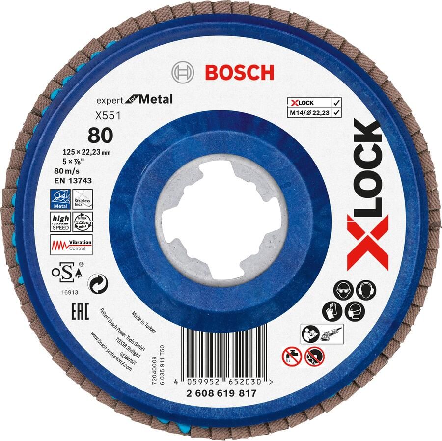 Bosch Accessoires Lamellenschijf X551 125mm G80 kunststof recht X-LOCK 2608619817