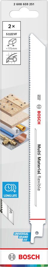 Bosch accessoires Line S1122VF Multi Material flexible Reciprozaagblad | 2x 2608659251